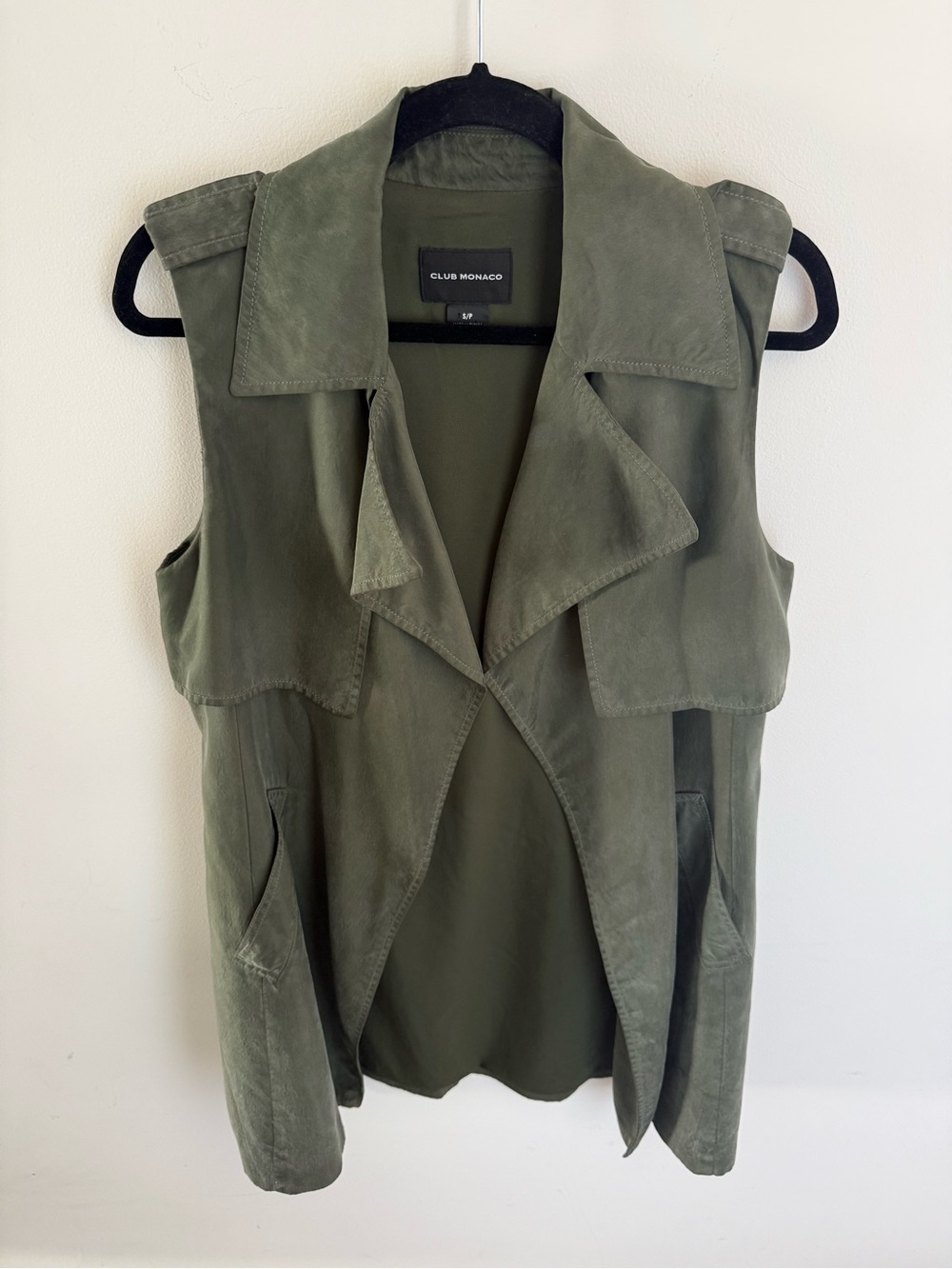 Club Monaco Olive Green Sleeveless Trench Vest